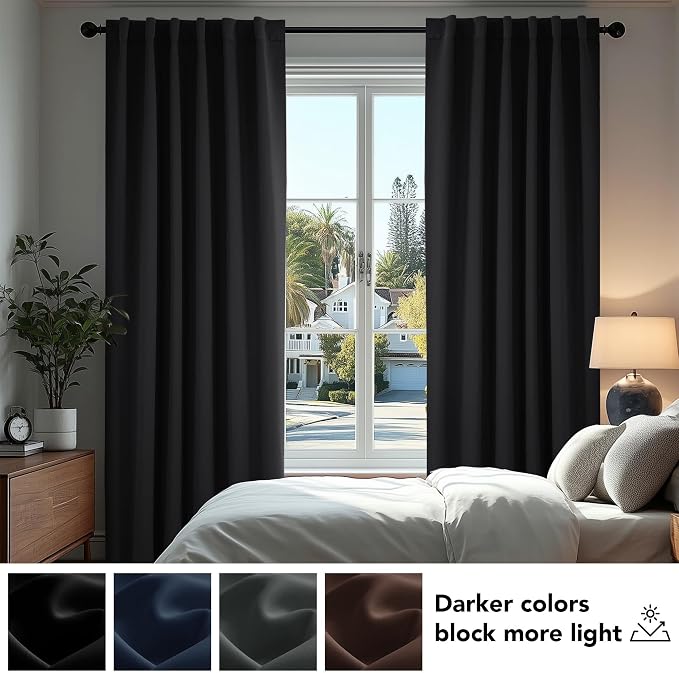 Deconovo Blackout Curtains, Thermal Insulated, W42 x L95 2 Panels, Back Tab - Image 4