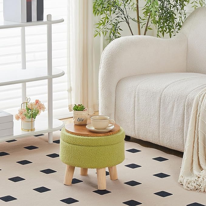 Wimarsbon Storage Ottoman, Modern Round Footrest - Image 2