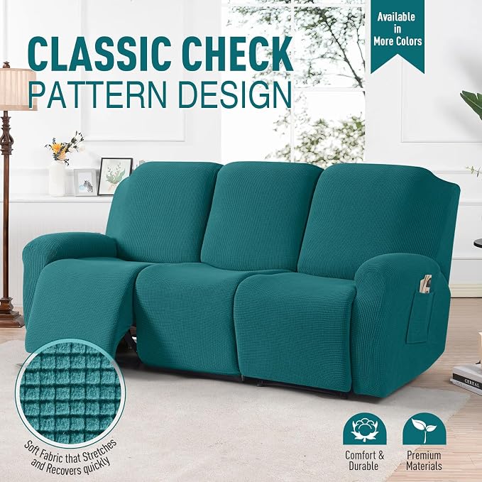 TAOCOCO Recliner Sofa Covers 8-Pieces Stretch Large Couch Covers - Image 2