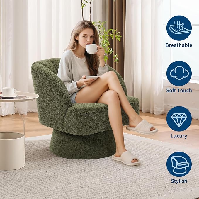 Garvee Ultra-Plush Swivel Accent Chair, 360° Barrel Lounge Chair - Image 4
