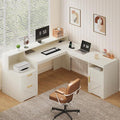 YOMILUVE 63" Farmhouse L Shaped Executive Desk by YomiluveDesign
