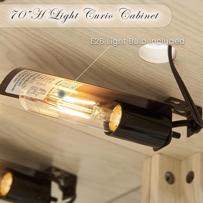 Corner Curio Cabinet, Light Bulb Inclued, Wine Bar China Cabinet - Image 4