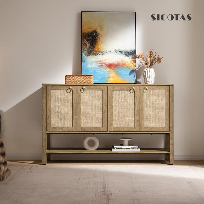 SICOTAS Rattan Sideboard Buffet Cabinet - Image 7
