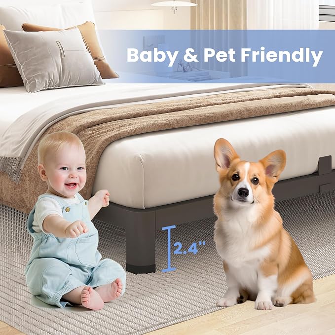 ROIL 4 inch King Size Bed Frame Metal Platform No Box Spring Needed - Image 7