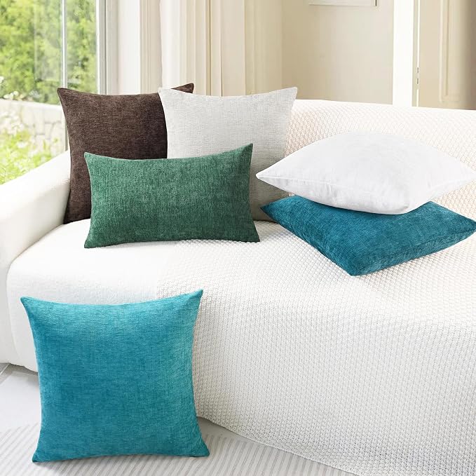 CaliTime Throw Pillow Covers Decorative 16 X 16 Inches Pack of 2 Cozy Chenille - Image 4
