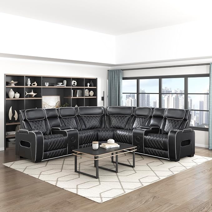 Lexicon 118" Power Reclining Sectional Sofa, Wall Hugger, 2 Recliner Seats - Image 10