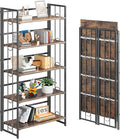 4NM No Assembly 5 Tiers Folding Bookshelf, 59.4" H Foldable Storage Shelves by 4NM