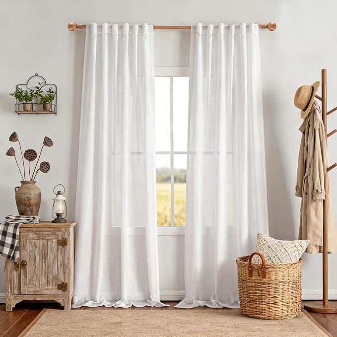 MYSKY HOME White Curtains 95 Inches Long - Image 2