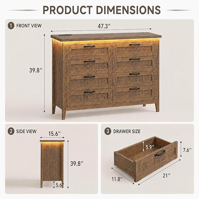 GarveeLife 8 Drawer Chest Dresser - Image 2