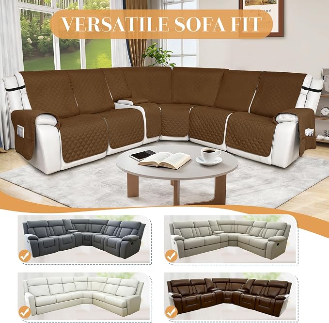 HDCAXKJ 100% Waterproof Reclining Sectional Couch Covers L Shape Recliner Sofa - Image 5