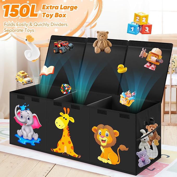 Mabahoo Extra Large Toy Box, Collapsible Toy Storage Organizer - Image 2