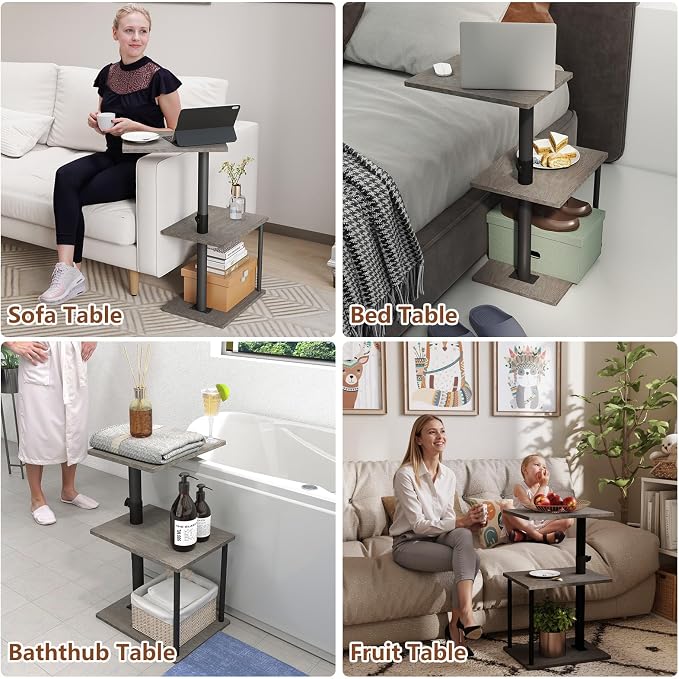 Faesun Swivel Side Table for Couch Arm, Height Adjustable C Table for Recliner - Image 8