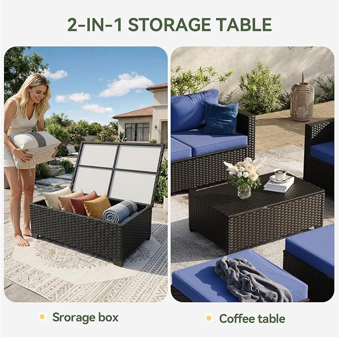 Aoxun 10 Piece Outdoor Patio Furniture Set 9 Seats, Outdoor Sectional - Image 4