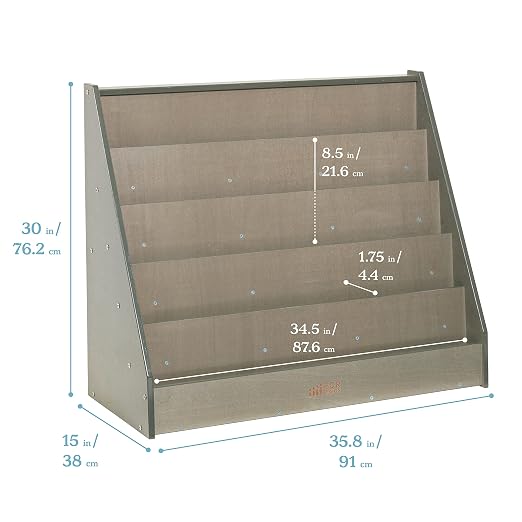 ECR4Kids Single-Sided Wooden Book Storage and Display, Montessori Furniture - Image 3