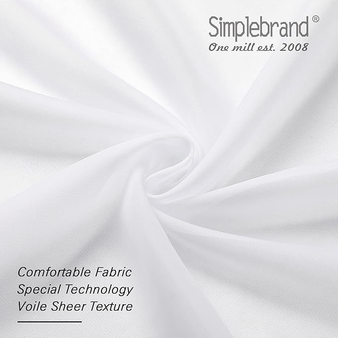 Simplebrand White Short Sheer Kitchen Cafe Curtains 36-42 Inch, Tier Rod Pocket - Image 6