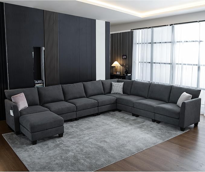 150.4" Large Sectional Couches for Living Room, 8 Seater L Shaped Modular by ZXDesign