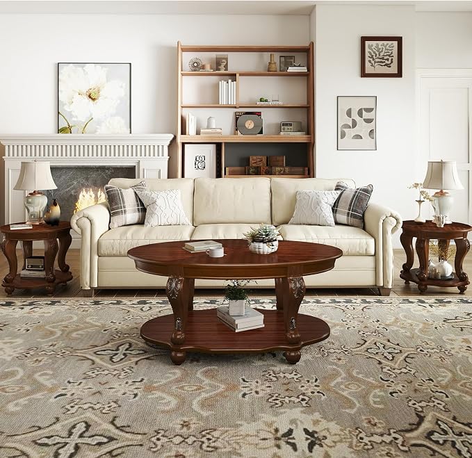 LKTART 42" Vintage Oval Coffee Table - Image 9