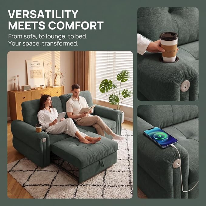 Convertible Couches, Queen Size Pull Out Sofa Bed - Image 7