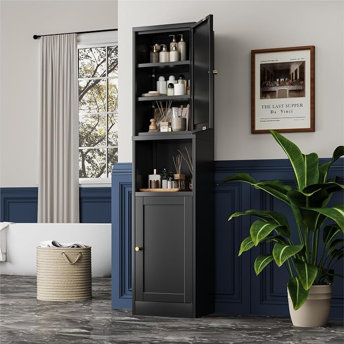 YAUWOH 2-Door Metal Storage Cabinet, Tall Slim Pantry Organizer - Image 2