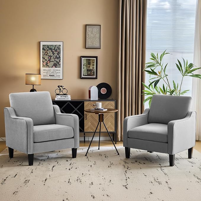 VINGLI Accent Chairs for Living Room, Line Comfy Upholstered Sofa Chair Mid - Image 3
