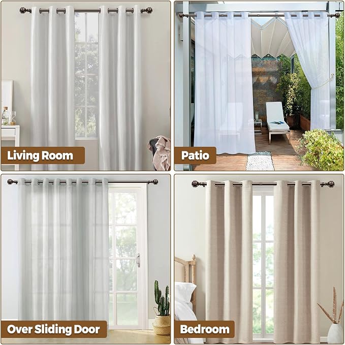 KAMANINA Curtain Rods for Windows 48 to 84 Inch, Antique Bronze Heavy Duty - Image 5