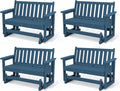 SERWALL Outdoor Glider Bench Set of 4, HDPE Weather-Resistant Swinging Bench by SERWALL