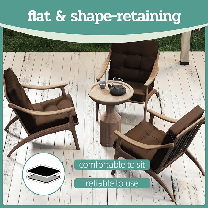 Outdoor Chair Cushions Set of 2, High Back Soft Seat Pad - Image 7