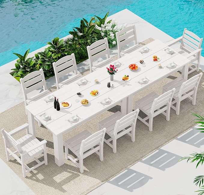 SERWALL HDPE Dining Set for 10 – 2 Tables, 8 Armless + 2 Armchairs. Includes 10 by SERWALL