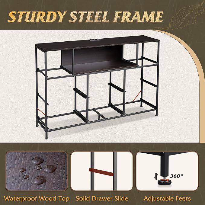 WLIVE Grey Dresser TV Stand for 45, 55 inch TV, Entertainment Center - Image 9