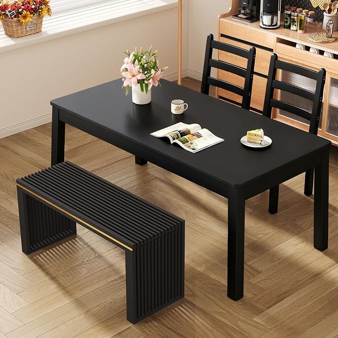 Bamboo Indoor Long Dining Bench, Outdoor Modern Wood Benches 35 Inch Bamboo - Image 4