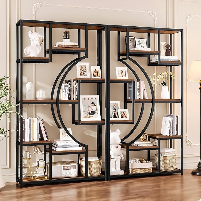 HolliWill 70.8" Tall Bookshelf Set of 2, Etagere Bookcase - Image 4