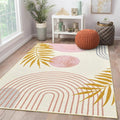RoomTalks Cute Pink Nuresry Rug Washable, Boho Modern Contemporary Aesthetic by RoomTalks