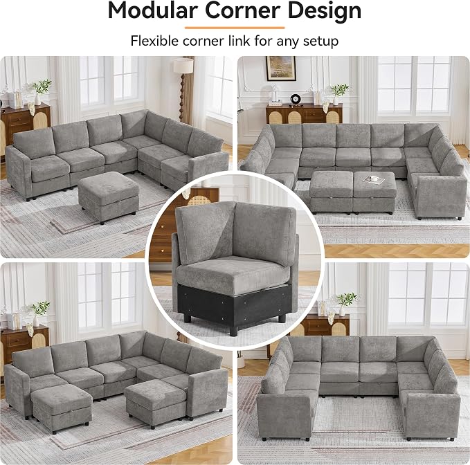 104'' U Shaped Modular Sofa, Sectional Couches - Image 7