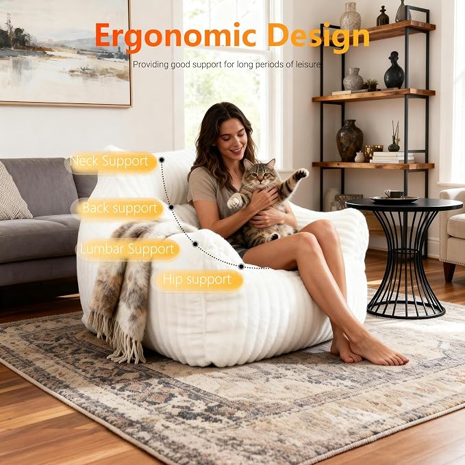 Giant Bean Bag Chair for Adults, Comfy Chair for Bedroom, Floor Chairs for - Image 4