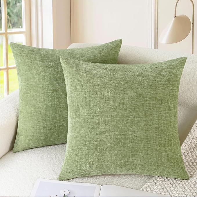 CaliTime Throw Pillow Covers Decorative 26 X 26 Inches Pack of 2 Cozy Chenille by CaliTime