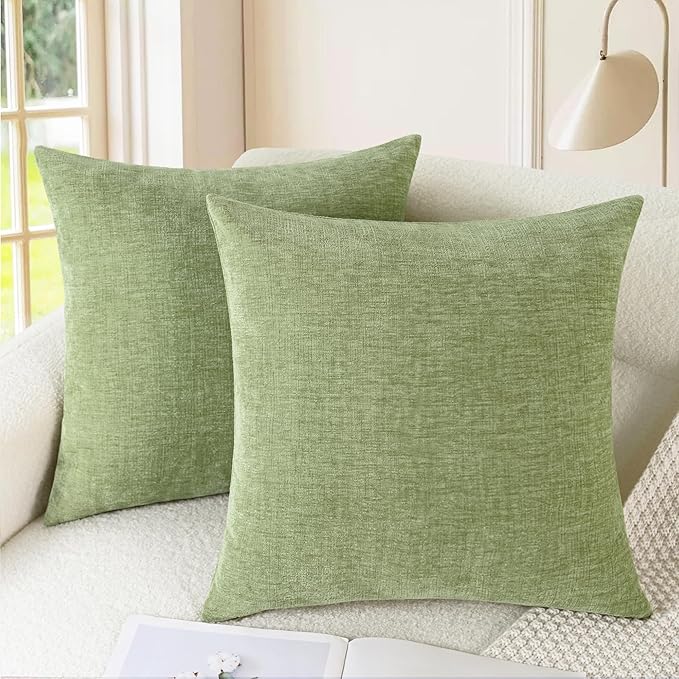 CaliTime Throw Pillow Covers Decorative 22 X 22 Inches Pack of 2 Cozy Chenille by CaliTime