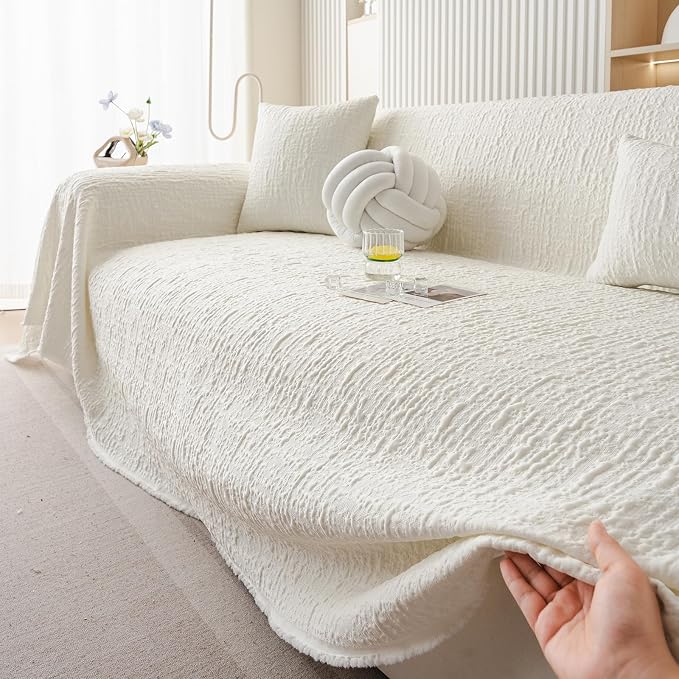DREAMINGO Bubble Textured Cooling Sofa Cover, Ice Silk Breathable Couch Cover - Image 3