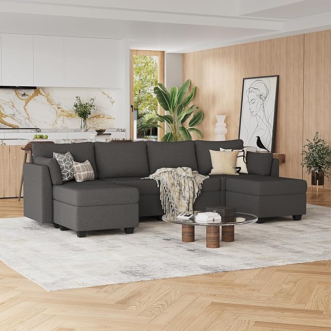 Huatean Home 114.17" Modular Sectional Sofa, 6 Seat Modular Couch - Image 7