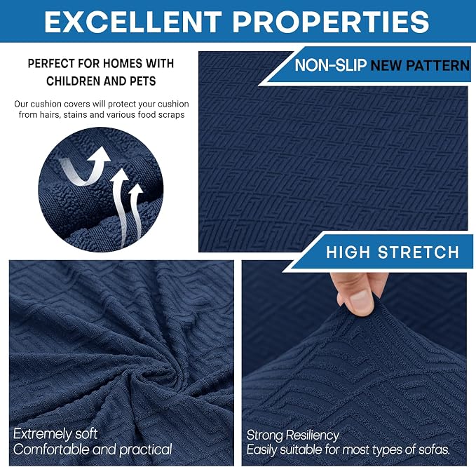 XINEAGE Large Couch Cushion Covers Seat Cushion Cover Thick Stretch Sofa - Image 5