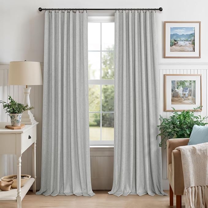 Pitalk 63 Inch Length Curtains for Living Room Black Out 2 Panel Faux Linen - Image 8