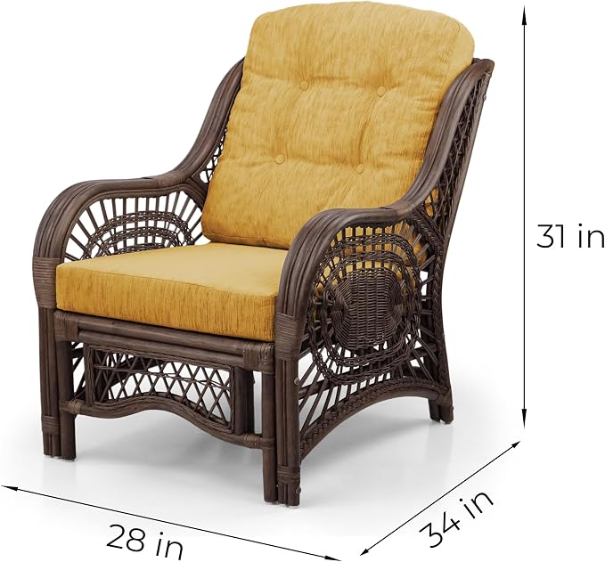 Malibu Lounge Living Accent Armchair Natural Rattan Wicker Handmade Design - Image 2