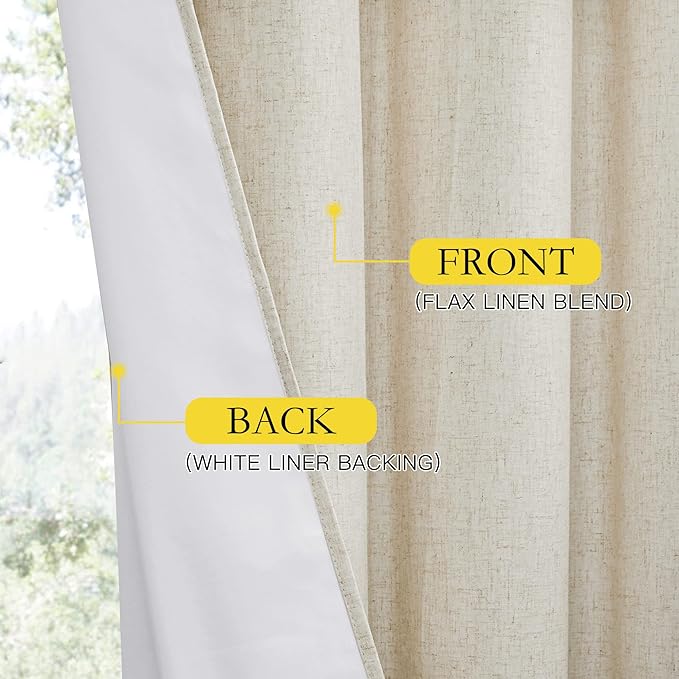 NICETOWN Natural Linen Curtains 45" Long - Image 6