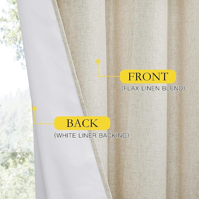 NICETOWN Natural Thick Linen Blend 100% Blackout Curtains - Image 6
