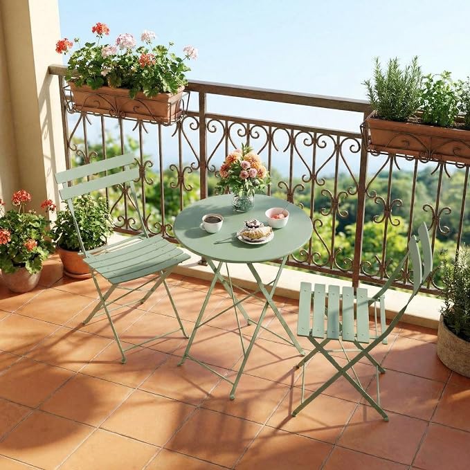 GarveeLife Outdoor Metal Bistro Set, 3-Piece Patio Furniture Set by GarveeLife
