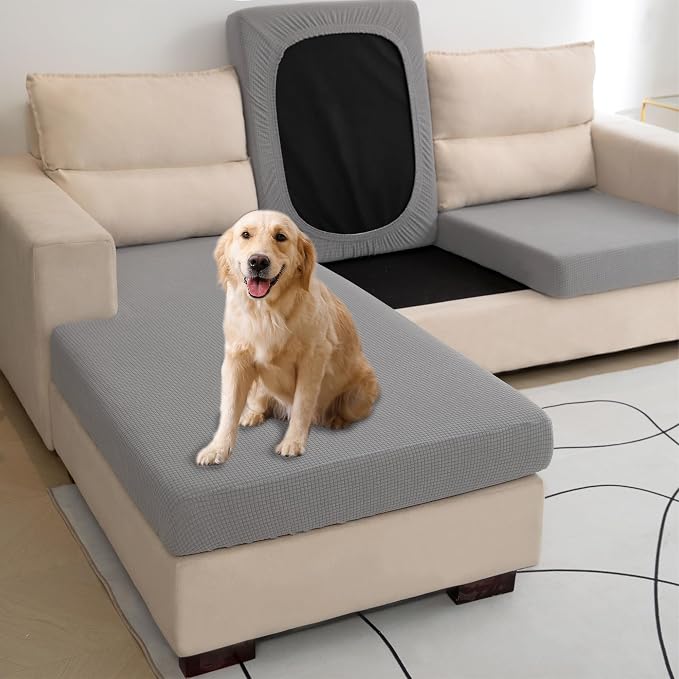 Water Repellent L Shaped Couch Covers 3 Pieces Sofa Seat Cushion Slipcovers - Image 5