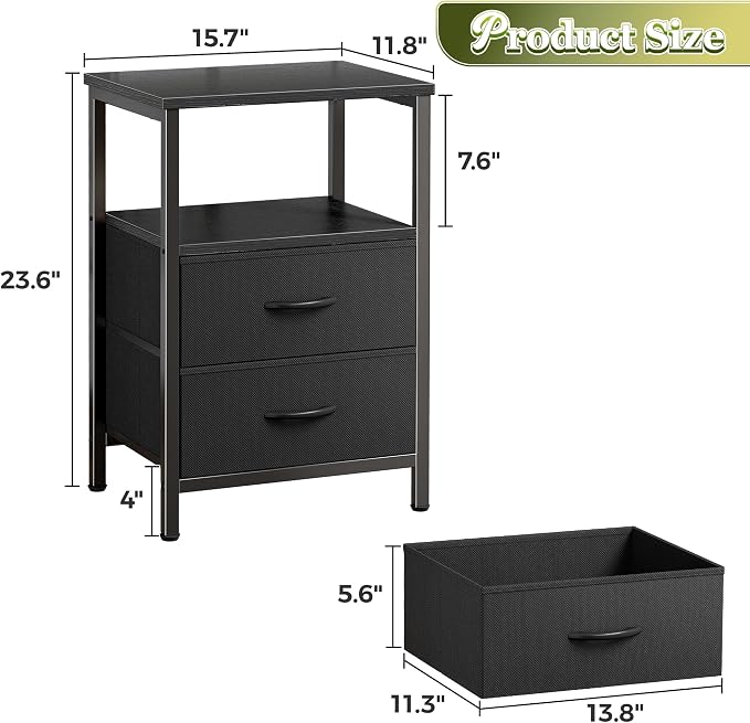 Huuger Night Stand Set of 2, Nightstand - Image 3