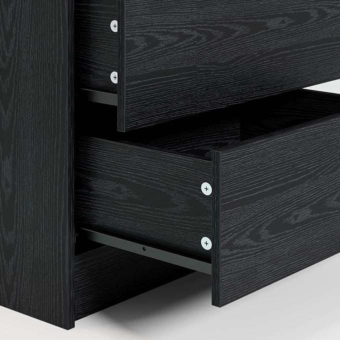 LIKIMIO Night Stand with Charging Station, Modern Black Nightstand with LED - Image 6