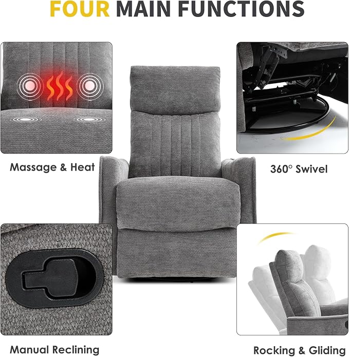 Trustyue Swivel Rocker Recliner Chair, 360° Swivel Recliner - Image 6