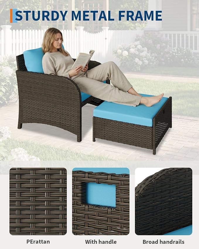 Garvee Patio Furniture Set, 5-Piece PE Rattan Wicker Outdoor Seating Set - Image 3