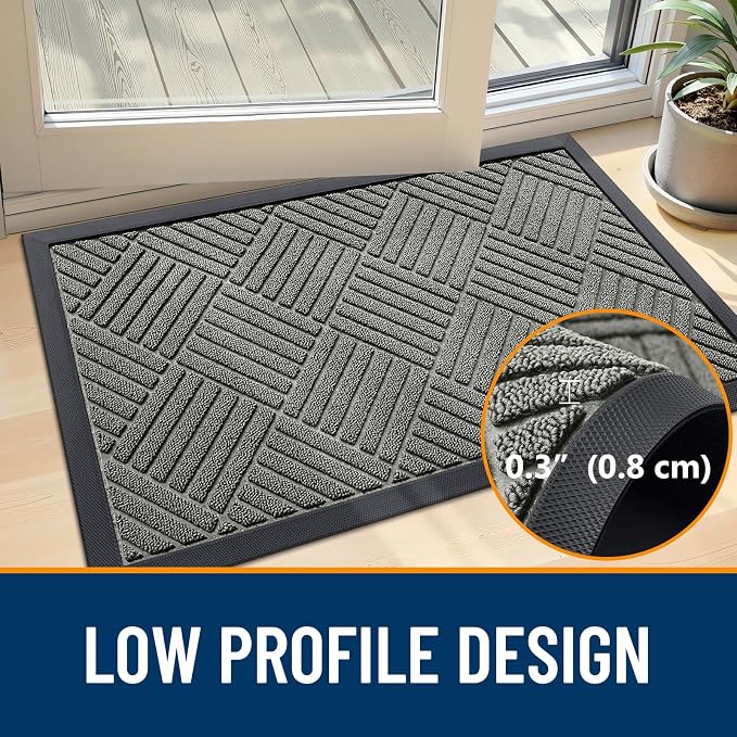 OLANLY Front Door Mat Outside Entrance 47x23, Heavy Duty Sturdy Natural Rubber - Image 4